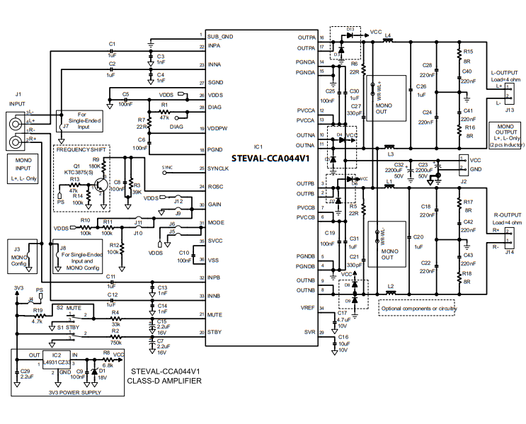 原理图 - STMicroelectronics STEVAL-CCA044V1演示板